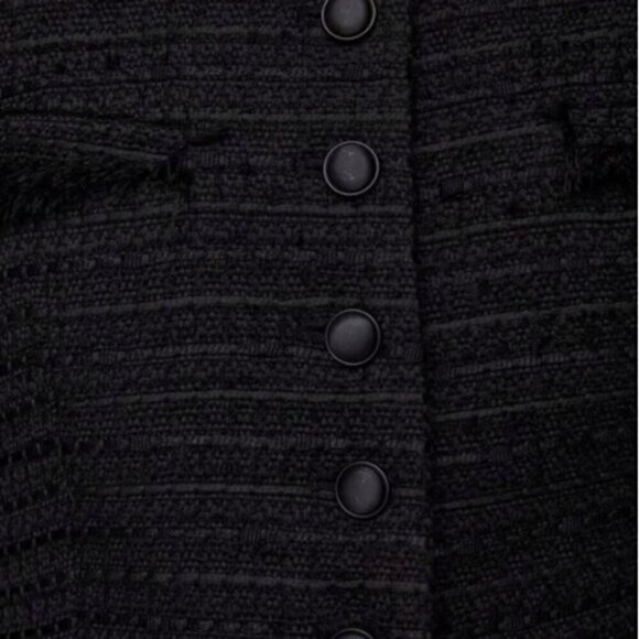ZARA Tweed Military Button Down Jacket Black size S - Picture 2 of 9